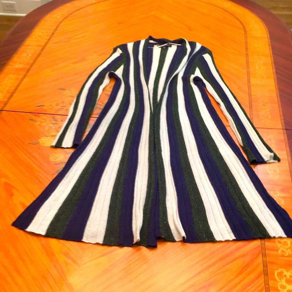 INC International Concepts striped multicolored side slits lurex cardigan sz.S